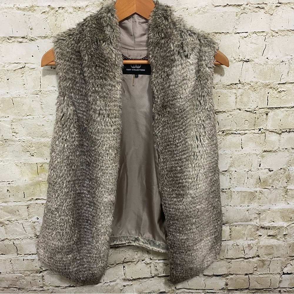 Tart Collection Faux Fur Open Front Silk Lined Vest